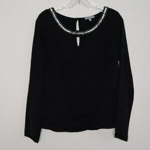 Embellished Neck Long Sleeve Blouse